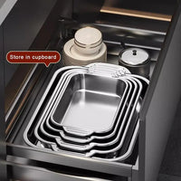 Deep Dish Stainless Steel Cookware, Covered Baking Tray with Lid, Heat-resistant Oven Safe Pot for Grilling & Daily Cooking