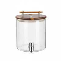 Beverage Dispenser Glass Drink Dispenser W Support Faucet Cold Drink Jar Wooden Stand Serving Ware Easy to Clean Party Equipment