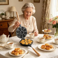 9 Pocket Round Baking Tool For Home Use Durable Metal Build Perfect For Family Breakfast And Snacks 37JD