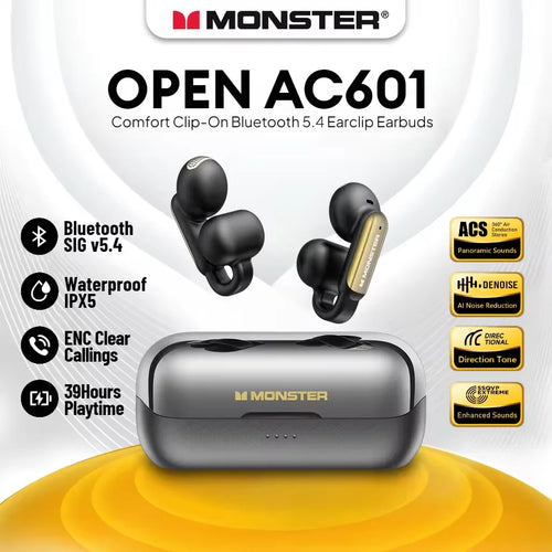 Monster AC601 OWS Wireless Bluetooth Earphones ENC Call Noise Canceling Earclip Headphone with Mic Outdoor Sports Headset