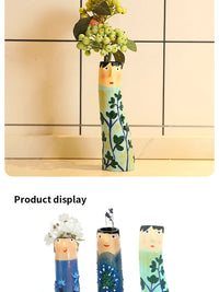 Bohemian Family Face Vase Handmade Resin Dried Flowers Home Decor Vase Crafts Bathroom Bookshelf Living Room Decoration