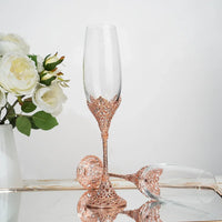 Luxury Crystal Rimmed Champagne Glass Drink Goblet Cup Wedding Toasting Flute Wine Glasses Set Rhinestone Drinkware Glasses Gift
