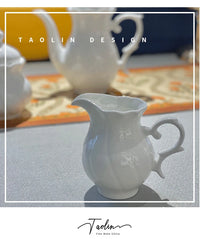 White Bone China Teapot Creative Spiral Pattern Coffee Pot Ceramics Milk Jug Sugar Bowl European Afternoon Tea Drinkware
