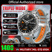 Newly Durable 1400mAh Large Battery Smart Watch Men 1.7" HD Screen IP68K Waterproof LED Flashlight Sports BT Call Smart Bracele