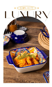Ceramic Tableware Set Rice Bowl Serving Plate Creative Cutlery Soup Plate Noodle Handle Bowl Sauce Dish Steak Salad Fruit Plate