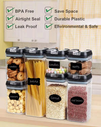 7pcs Airtight Food Container Sets BPA Free Plastic Storage Box with Clip Lid See Clear Storage Jar for Kitchen Dry Food Storage