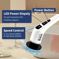 Use 7 Electric Rotating Brushes with Replaceable Brush Heads, Wireless Rechargeable Cleaning Brush with Telescopic Handle