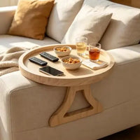 Sofa Tray Table Sofa Armrest Clip-On Tray Natural wooden Sofa Tray Practical TV Snack Tray for Remote Control Coffee Snacks