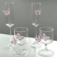 Glass Decanter Pink Butterfly Decor Elegant Goblet Wine Decanter Home Party Women's Wine Glass Dining Table Kettle Drinkware