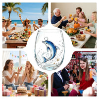 Blue Ringed Octopus Glassware 420ml 2D Clear Novelty Coastal Marine Animal Drinking Glass for Juice Milk Coffee Housewarming