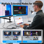Lemorele 6-in-1 USB C Hub 4K Docking Station Dual HDMI DP 4K for Laptop MacBook Dell HP 100W PD USB 3.0 Multi Monitor Adapter