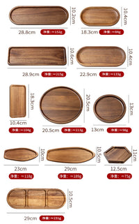 Tableware Solid Wood Food Tray Round Rectangle Dessert Plate Japanese-style Wooden Snack Fruit Tea Saucer Pallet Bread Board