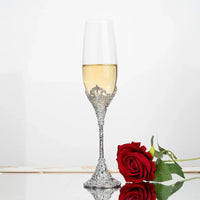 Luxury Crystal Rimmed Champagne Glass Drink Goblet Cup Wedding Toasting Flute Wine Glasses Set Rhinestone Drinkware Glasses Gift