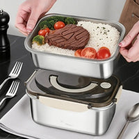 Large Capacity Bento Box 1700/2100ML Stainless Steel Lunch Box with Lid Microwave Suitable Fridge Leak-proof Food Storage Box