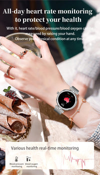 LIGE New Smart Watch Women Lady Gift 1.19 Inch AMOLED Full Touch Screen Sport Fitness Watches Bluetooth Call Digital Smartwatch
