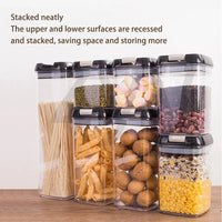 7pcs Airtight Food Container Sets BPA Free Plastic Storage Box with Clip Lid See Clear Storage Jar for Kitchen Dry Food Storage