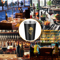 LKKCHER 500ml Pint Glass Skull Pattern 3.25oz Weizen Glass 2pcs/Set Stainless Steel Large Capacity Drinkware for Beer Gifts Set