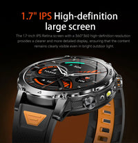 Newly Durable 1400mAh Large Battery Smart Watch Men 1.7" HD Screen IP68K Waterproof LED Flashlight Sports BT Call Smart Bracele