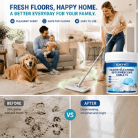 Floor Cleaning Effervescent Tablets, Deep Cleans Grease & Dust, Kitchen, Bathroom, Living Room, Easy Dissolve, Fresh Home