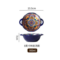 Ceramic Tableware Set Rice Bowl Serving Plate Creative Cutlery Soup Plate Noodle Handle Bowl Sauce Dish Steak Salad Fruit Plate