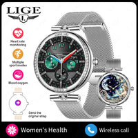 LIGE New Smart Watch Women Lady Gift 1.19 Inch AMOLED Full Touch Screen Sport Fitness Watches Bluetooth Call Digital Smartwatch