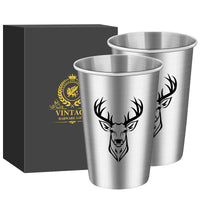 LKKCHER 500ml Pint Glass Skull Pattern 3.25oz Weizen Glass 2pcs/Set Stainless Steel Large Capacity Drinkware for Beer Gifts Set