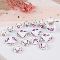 8Pcs 1:12 Dollhouse Miniature Dining Ware Porcelain Tea Set Dish Cup Plate
