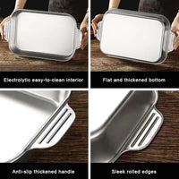 Deep Dish Stainless Steel Cookware, Covered Baking Tray with Lid, Heat-resistant Oven Safe Pot for Grilling & Daily Cooking