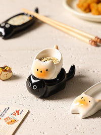 Ceramic Cat-Shaped Mini Dipping Plate Side Dish Small Bowl Home Diningware Kitchen Table Decorative Cat Bowl