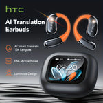 HTC NE27 Wireless Headphones Bluetooth 5.4 AI Translator Earbuds Glowing Earhook Hd call