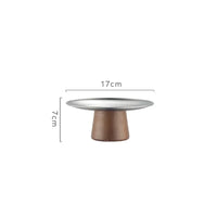Stainless Steel Tray Fruit Bowl with Wooden Base Partitioned Candy Bread Cake Dessert Table Plates Kitchen Dinnerware Tableware