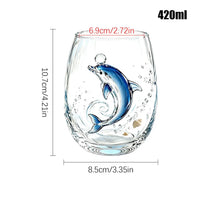 Blue Ringed Octopus Glassware 420ml 2D Clear Novelty Coastal Marine Animal Drinking Glass for Juice Milk Coffee Housewarming
