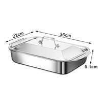 Deep Dish Stainless Steel Cookware, Covered Baking Tray with Lid, Heat-resistant Oven Safe Pot for Grilling & Daily Cooking