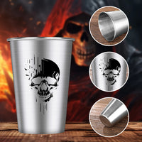 LKKCHER 500ml Pint Glass Skull Pattern 3.25oz Weizen Glass 2pcs/Set Stainless Steel Large Capacity Drinkware for Beer Gifts Set
