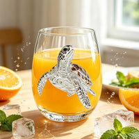 Blue Ringed Octopus Glassware 420ml 2D Clear Novelty Coastal Marine Animal Drinking Glass for Juice Milk Coffee Housewarming