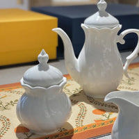 White Bone China Teapot Creative Spiral Pattern Coffee Pot Ceramics Milk Jug Sugar Bowl European Afternoon Tea Drinkware