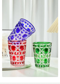 European Style Colorful Crystal Whisky Glass Cup Beer Cup Coffee Latte Mug Household Drinkware Party Restaurant Wine Glasses Cup