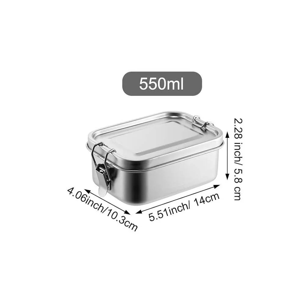 304 Stainless Steel Bento Box Metal Lunch Box Food Storage Containers with Lockable Clips Lunch Snack Boxes for Work,School