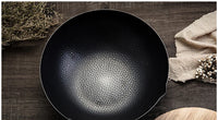 Konco Iron Wok Cast Iron Pan Non-Coated Pot General Use for Gas and Induction Cooker 32cm Chinese Wok Cookware Pan Kitchen Tools