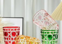 European Style Colorful Crystal Whisky Glass Cup Beer Cup Coffee Latte Mug Household Drinkware Party Restaurant Wine Glasses Cup