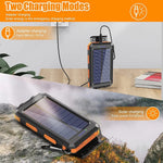 New Solar Power Bank 100000mAh Portable Charging Poverbank External Battery Charger Strong Light LDE Light for All Smartphones