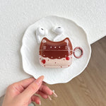Cute Cartoon Stereoscopic Cat Ears Strawberry Graffiti With Hook Earphone Cover Case for AirPods 1 or 2 3 4 Pro 2 Pro 3