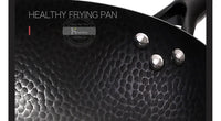 Konco Iron Wok Cast Iron Pan Non-Coated Pot General Use for Gas and Induction Cooker 32cm Chinese Wok Cookware Pan Kitchen Tools