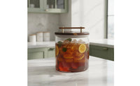 Beverage Dispenser Glass Drink Dispenser W Support Faucet Cold Drink Jar Wooden Stand Serving Ware Easy to Clean Party Equipment
