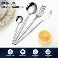 24 Pieces Flatware Cutlery Set Stainless Steel Tableware Dessert Tea Spoon Dishwasher Safe for Home Dining Room Kitchenware