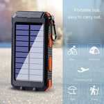 New Solar Power Bank 100000mAh Portable Charging Poverbank External Battery Charger Strong Light LDE Light for All Smartphones