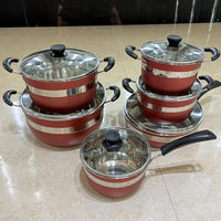 Stainless Steel 12pcs Cookware Set Thickened Double Bottom Polished Stock Pots Pans Casseroles - Wholesale Kitchenware
