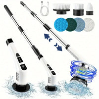 Use 7 Electric Rotating Brushes with Replaceable Brush Heads, Wireless Rechargeable Cleaning Brush with Telescopic Handle