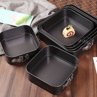 Baking Tools With Buckle Square Cake Pan Removable Bottom Carbon Steel Baking Tray Reusable Non-Stick Chiffon Cake Mold Bread