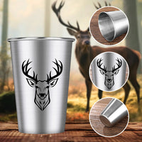 LKKCHER 500ml Pint Glass Skull Pattern 3.25oz Weizen Glass 2pcs/Set Stainless Steel Large Capacity Drinkware for Beer Gifts Set